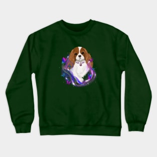 Magical Cavalier King Charles Spaniel and Butterflies, Blenheim Crewneck Sweatshirt